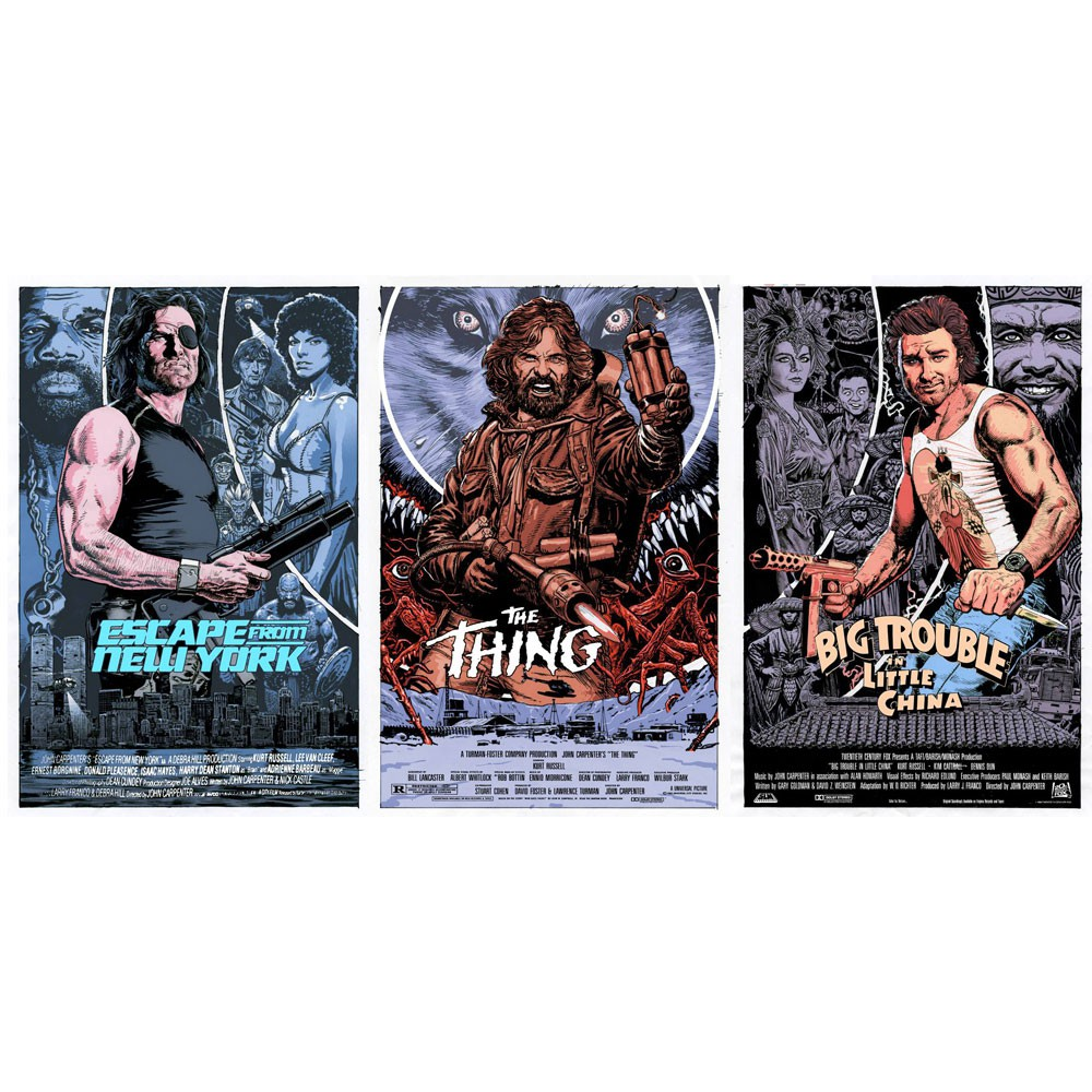 ESCAPE FROM NEW YORK - THE THING - BIG TROUBLE IN LITTLE CHINA (set of 3 prints)